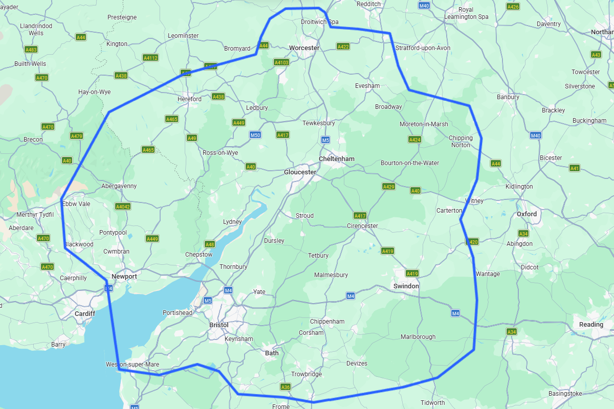 TV aerial installation areas across Gloucestershire and surrounding counties